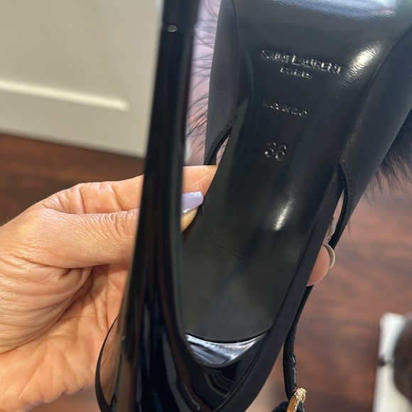 SOLD! Saint Laurent Mae 110 Feather Pompom Slingback Sandals 36 US 6 $1150 - Picture 10 of 11